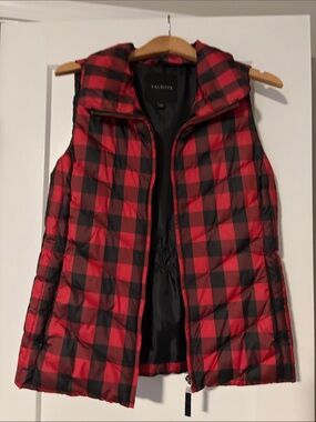 Talbots Red and Black Buffalo Plaid Quilted Puffer Vest